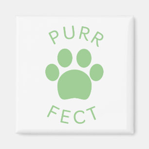 Cat Perfect Green Purr Paw Print Magnet