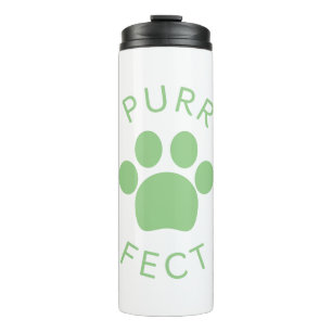 Cat Perfect Green Purr Paw Print Thermosbecher