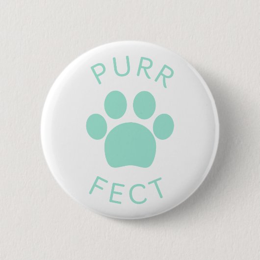 Cat Perfect Light Blue Purr Paw Print Button (Vorderseite)