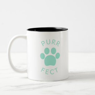 Cat Perfect Light Blue Purr Paw Print Zweifarbige Tasse