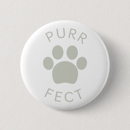 Cat Perfect Light Gray Purr Paw Print Button (Vorderseite)