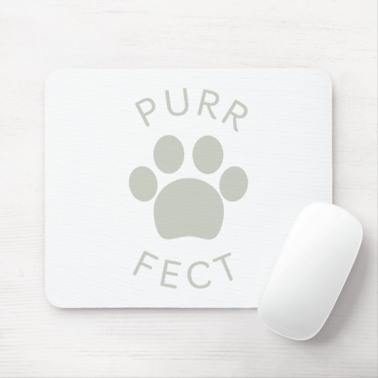 Cat Perfect Light Gray Purr Paw Print Mousepad (Mit Mouse)