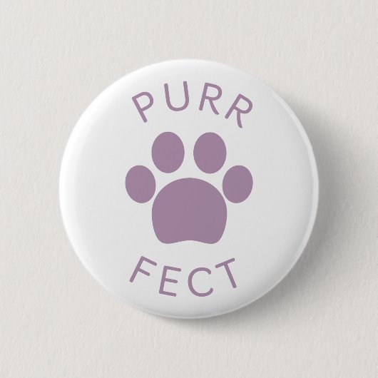 Cat Perfect Lila Purr Paw Print Button (Vorderseite)