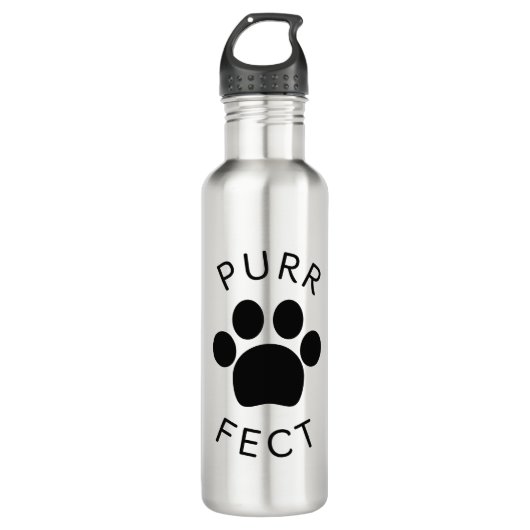 Cat Perfect Purr Paw Print Edelstahlflasche (Vorderseite)