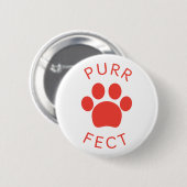 Cat Perfect Red Purr Paw Print Button (Vorne & Hinten)