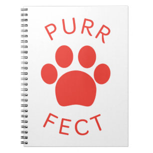 Cat Perfect Red Purr Paw Print Notizblock
