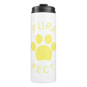 Cat Perfect Yellow Purple Paw Print Thermosbecher