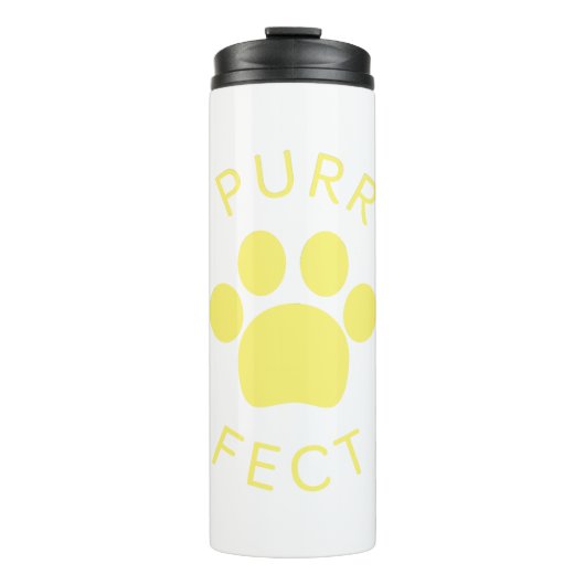 Cat Perfect Yellow Purple Paw Print Thermosbecher (Vorderseite)