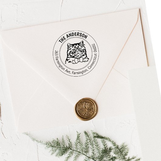 Cat Persian Family Rücksendeadresse Gummistempel