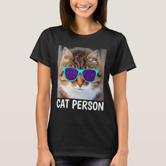 CAT PERSON, Funny Cat mit Sonnenbrille T - Shirt (Vorderseite)