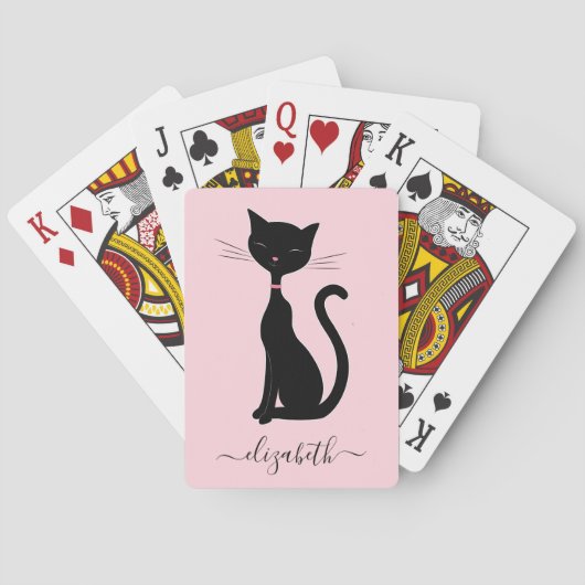Cat Personalisiert Pink Playing Cards Spielkarten (Rückseite)