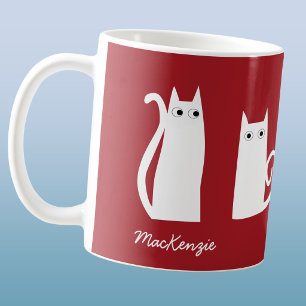 Cat Personalisiert Red White Kaffeetasse