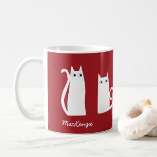 Cat Personalisiert Red White Kaffeetasse