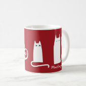 Cat Personalisiert Red White Kaffeetasse (VorderseiteRechts)