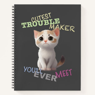 Cat Pet Cuttest Trouble Niedlich Adortable Funny F Notizblock