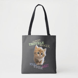 Cat Pet Cuttest Trouble Niedlich Adortable Funny F Tasche
