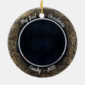 Cat Pet Erste Weihnachtszeit Foto Rahmen Keramik Ornament (Hinten)