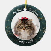 Cat Pet Erstes Weihnachtsgebäck Foto Fairy Trees Keramik Ornament (Vorne)