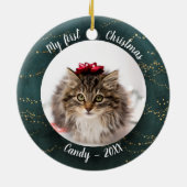 Cat Pet Erstes Weihnachtsgebäck Foto Fairy Trees Keramik Ornament (Hinten)