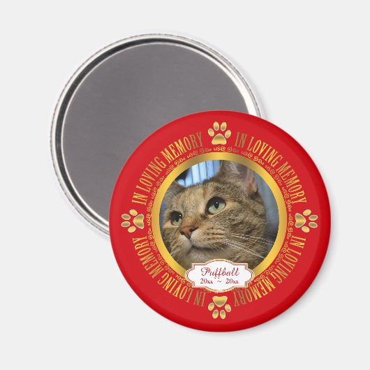 Cat Pet in Love Memory Memorial Keepake Magnet (Vorderseite/Rückseite)