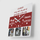 Cat pet Loss Keepake Memorial burgundy Quadratische Wanduhr (Winkel)