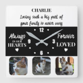 Cat pet Loss Keepake Memorial schwarz Quadratische Wanduhr (Vorderseite)