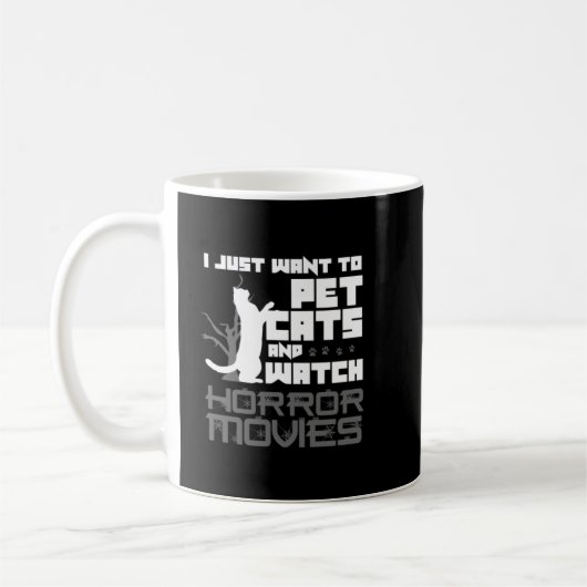 Cat Pet Lover Horror Movie Lover Gift53 Kaffeetasse (Links)