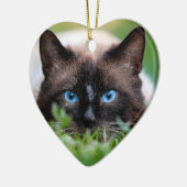 Cat Pet Memorial mit Name und Foto Keramik Ornament (Links)