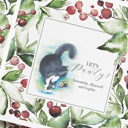 Cat Pet Portrait Christmas Cocktail Napkins Serviette