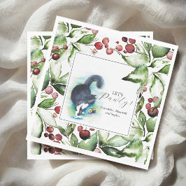 Cat Pet Portrait Christmas Cocktail Napkins Serviette