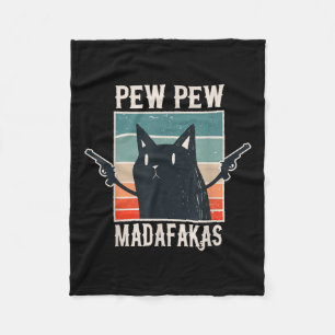 Cat Pew Madafakas Retro Vintages Geschenk Fleecedecke