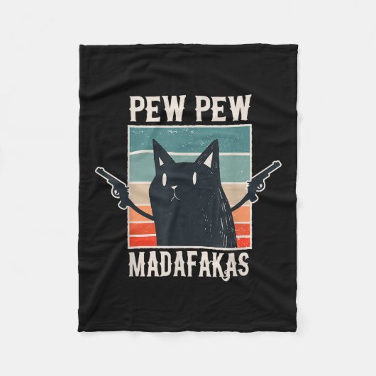 Cat Pew Madafakas Retro Vintages Geschenk Fleecedecke (Vorderseite)