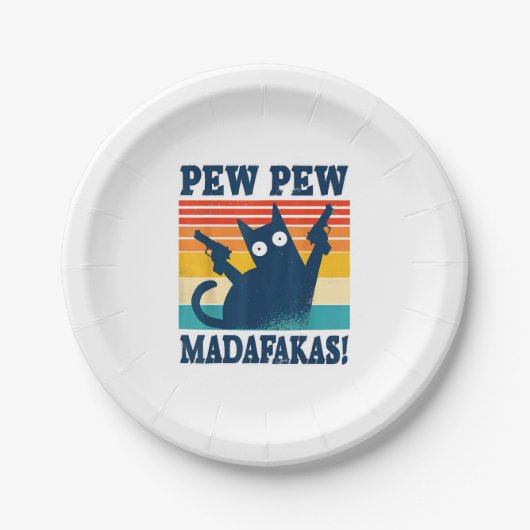 Cat Pew Pew Madafakas Crazy Cat Gun Pappteller (Vorderseite)