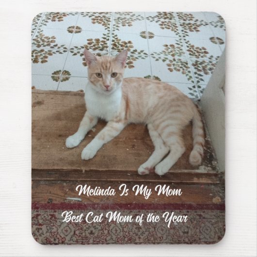 Cat photo, best Cat Mom of the Year, Owner Name Mousepad (Vorne)