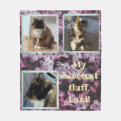 Cat photo collage purple flower Fleecedecke (Vorderseite)