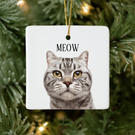 Cat Photo Meow Christmas Ornament (Baum)
