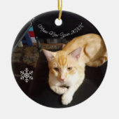 Cat Photo Text, Customize, Happy New Year 20XX, Keramik Ornament (Vorne)