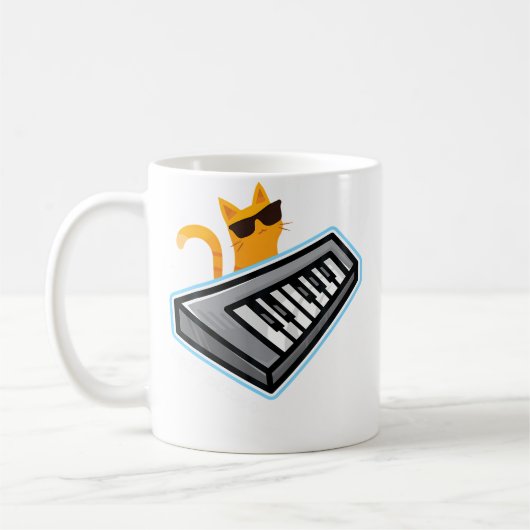 Cat Piano Cute Kitty Playing Music Keyboard Kaffeetasse (Links)