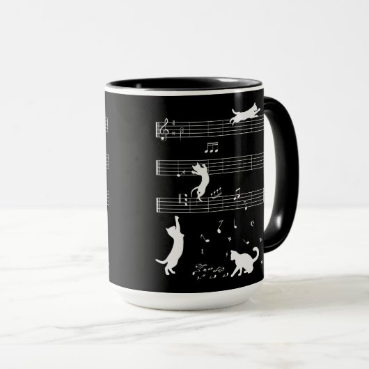 Cat Piano Notes Party Kaffeemaschine Tasse (VorderseiteRechts)