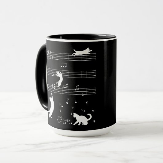 Cat Piano Notes Party Kaffeemaschine Tasse (Vorderseite Links)