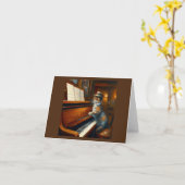 Cat Piano Player Karte (Gelbe Blume)