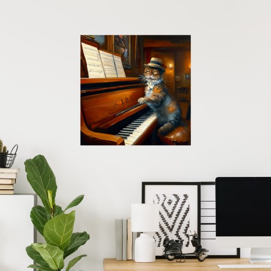 Cat Piano Player Poster (Heimbüro)