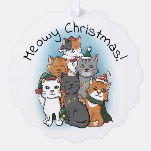 Cat Pile Funny Cartoon Weihnachten Ornament Karte