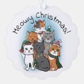 Cat Pile Funny Cartoon Weihnachten Ornament Karte (Rückseite)