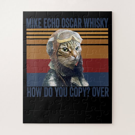 Cat Pilot Mike Echo Oscar Whisky Kostümgeschenk Puzzle (Vertikal)