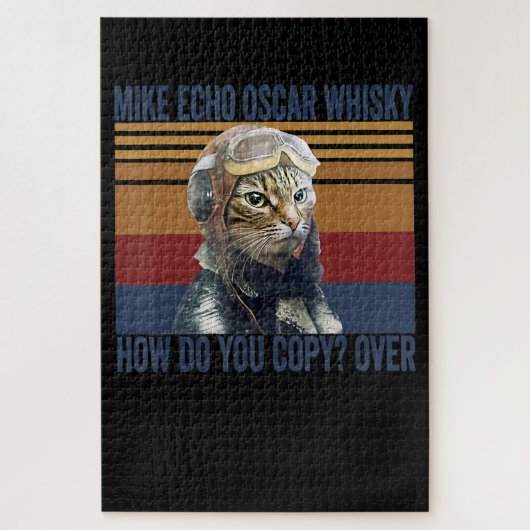 Cat Pilot Mike Echo Oscar Whisky Kostümgeschenk Puzzle (Vertikal)