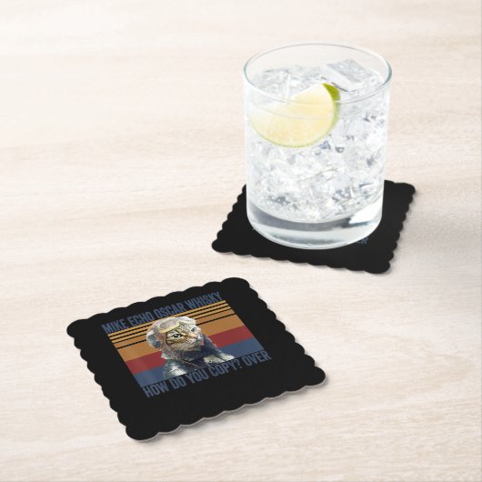 Cat Pilot Mike Echo Oscar Whisky Kostümgeschenk Untersetzer (Vor Ort)