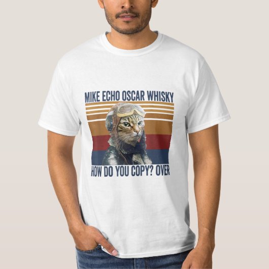 Cat Pilot Mike Echo Oscar Whisky Wie kopiert man T-Shirt (Vorderseite)