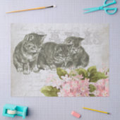 Cat Pink Blume Französisch Script Paris Decoupage Seidenpapier (Basteln)