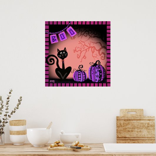 Cat Pink Fun Halloween Inspirivity Class Poster (Küche)